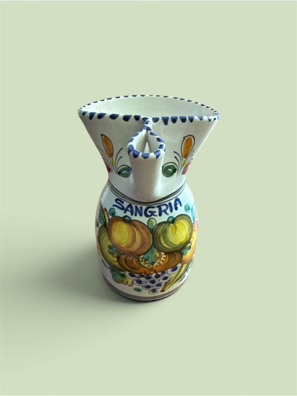 Sangria Pottery Majolica Pitcher Handpainted Spain 114 De La Cal Puente